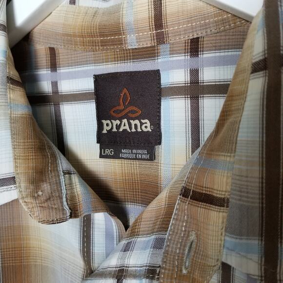prAna Breathe Men's Midas Short Sleeve Plaid Shirt 100% Organic Cotton - Large - Picture 4 of 6